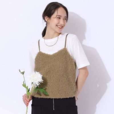 集英社HAPPY PLUS STORESHOO・LA・RUE/DRESKIP（シューラルー）/【2点セット】秋冬も活躍 フェイクファービスチェ×Tシャツ