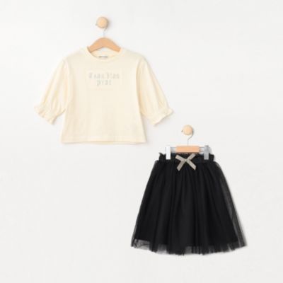 集英社HAPPY PLUS STORESHOO・LA・RUE/Kids（シューラルー（キッズ））/【110-140cm/2点セット】エンボスTシャツ＋チュールスカート