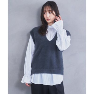 集英社HAPPY PLUS STORETHE SHOP TK（Women）（ザ ショップ ティーケー：レディース）/【2点セット】フェザーベスト＋シャツ/洗える