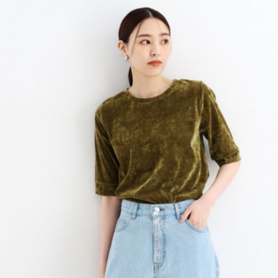 集英社HAPPY PLUS STORETHE SHOP TK（Women）（ザ ショップ ティーケー：レディース）/【ヒルナンデス！で紹介】ベロア5分袖プルオーバー/洗える