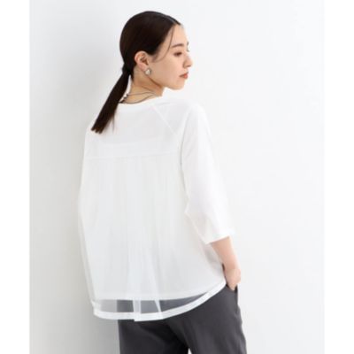 集英社HAPPY PLUS STORETHE SHOP TK（Women）（ザ ショップ ティーケー：レディース）/【接触冷感/UV/毛玉になりにくい/洗える】バックチュールTシャツ