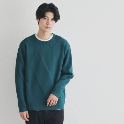 集英社HAPPY PLUS STORETHE SHOP TK（Men）（ザ ショップ ティーケー：メンズ）/【クルーネックニット＋ロンTセットアイテム】ダイヤパネルアンサンブル