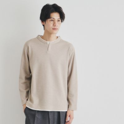 集英社HAPPY PLUS STORETHE SHOP TK（Men）（ザ ショップ ティーケー：メンズ）/スラブワッフルフェイクレイヤード長袖Tシャツ