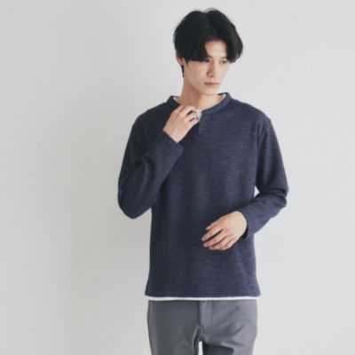 集英社HAPPY PLUS STORETHE SHOP TK（Men）（ザ ショップ ティーケー：メンズ）/スラブワッフルフェイクレイヤード長袖Tシャツ