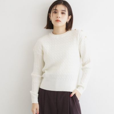 集英社HAPPY PLUS STORETHE SHOP TK（Women）（ザ ショップ ティーケー：レディース）/リブケーブルニット金ボタンプルオーバー