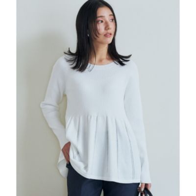 集英社HAPPY PLUS STORETHE SHOP TK（Women）（ザ ショップ ティーケー：レディース）/切り替えペプラムニット【洗える】