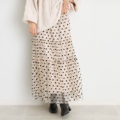 集英社HAPPY PLUS STORETHE SHOP TK（Women）（ザ ショップ ティーケー：レディース）/チュールドットスカート【洗える】