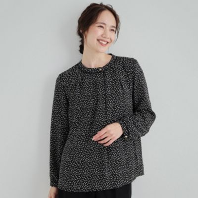 集英社HAPPY PLUS STORESHOO・LA・RUE/DRESKIP（シューラルー）/あったか裏地 配色バンドカラーブラウス【SHOO WARM】