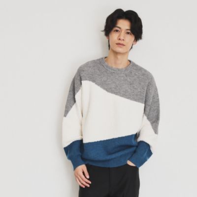 集英社HAPPY PLUS STORETHE SHOP TK（Men）（ザ ショップ ティーケー：メンズ）/フェザー切替ウェーブプルオーバー