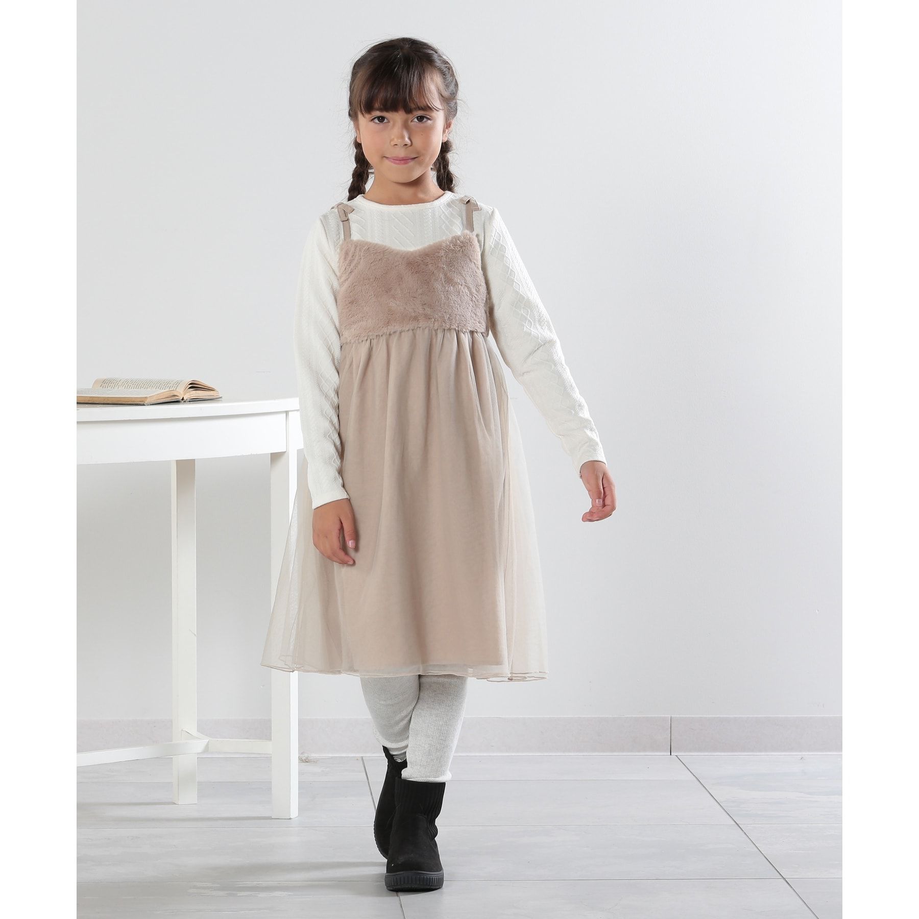 SHOO・LA・RUE/Kids(シューラルー(キッズ))/【110-140cm】 心ときめく フェイクファー×チュール ドッキングワンピース