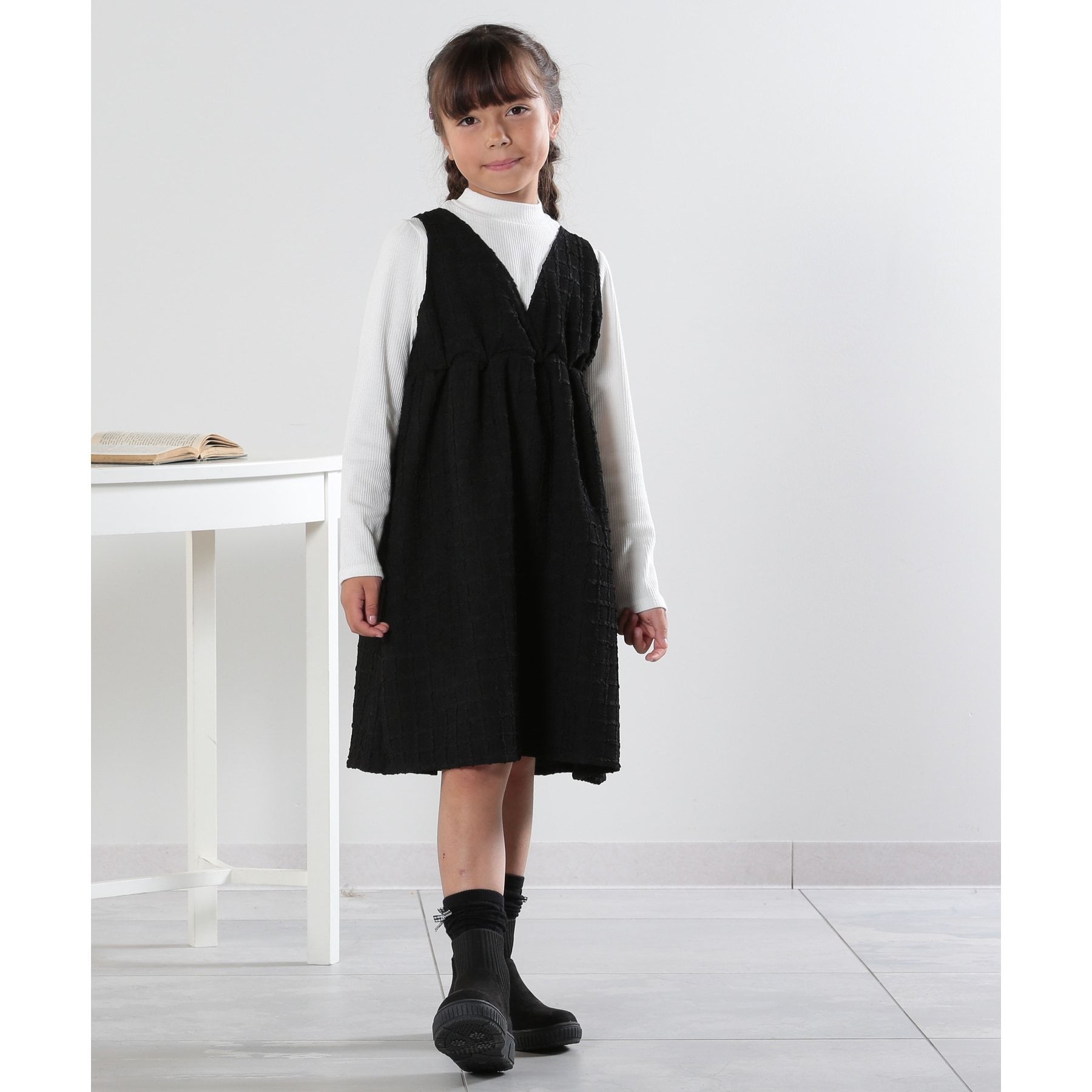 SHOO・LA・RUE/Kids(シューラルー(キッズ))/【洗える/110-140cm】着るだけでコーデが決まる ジャカード ドッキングワンピース