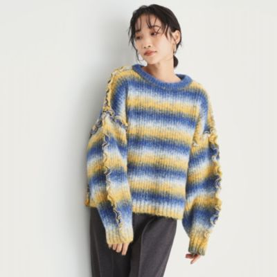 集英社HAPPY PLUS STORETHE SHOP TK（Women）（ザ ショップ ティーケー：レディース）/袖フリルグラデーション【洗えるニット】