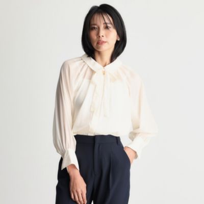 集英社HAPPY PLUS STORETHE SHOP TK（Women）（ザ ショップ ティーケー：レディース）/【ONOFF活躍/セレモニー/通勤】タイ付きラメジョーゼットシャツ/洗える