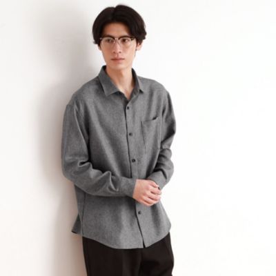 集英社HAPPY PLUS STORETHE SHOP TK（Men）（ザ ショップ ティーケー：メンズ）/ウールライクへリンボンシャツ リラックスシルエット