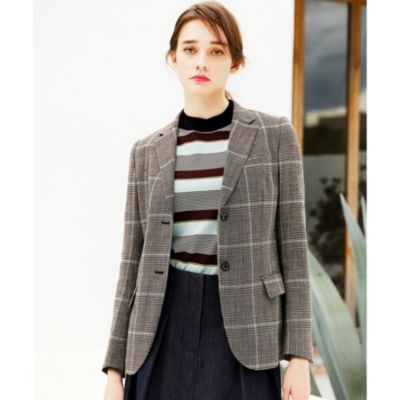 ◆【セットアップ対応可】グレンチェックステンカラーコート