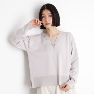 集英社HAPPY PLUS STORETHE SHOP TK（Women）（ザ ショップ ティーケー：レディース）/【毛玉になりにくい】さらっとキレイVネックニット/洗濯機OK