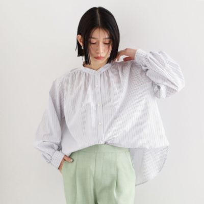 集英社HAPPY PLUS STORETHE SHOP TK（Women）（ザ ショップ ティーケー：レディース）/ラメストライプラグランシャツ【洗える】