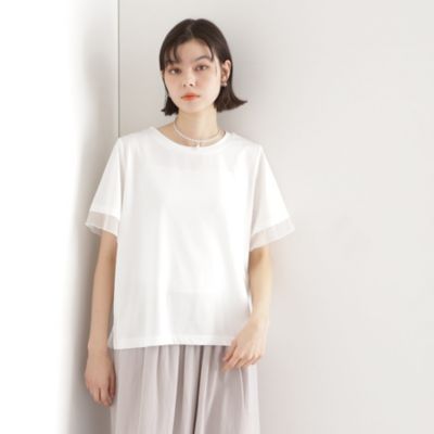 集英社HAPPY PLUS STORETHE SHOP TK（Women）（ザ ショップ ティーケー：レディース）/【UVケア/毛玉になりにくい/接触冷感】袖シアーTシャツ/洗濯機OK