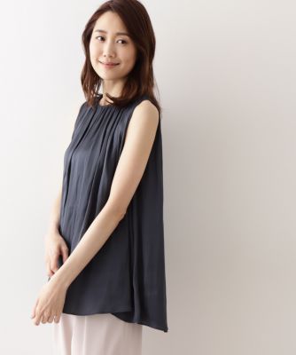 Natural Beauty Basic ナチュラルビューティーベーシック の 洗える サテンギャザーブラウス通販 Leeマルシェ