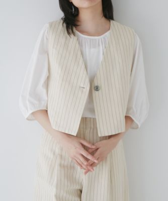 human woman(ヒューマン ウーマン)の◇綿麻ストライプジレ通販