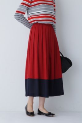 ヒューマンウーマン（HUMAN WOMAN）/◆バイカラープリーツスカート human woman(ヒューマン ウーマン)の◇バイカラープリーツスカート