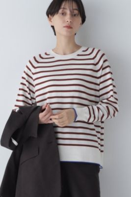 ヒューマンウーマン（HUMAN WOMAN）/◆梳毛ボーダーニット human woman(ヒューマン ウーマン)の◇梳毛ボーダーニット通販