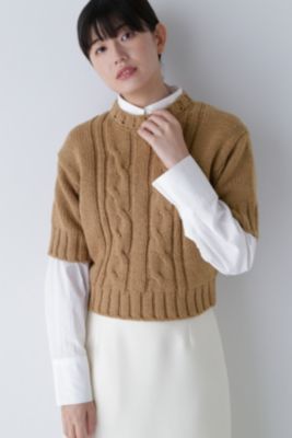 ヒューマンウーマン（HUMAN WOMAN）/◆ハーフスリーブ　ブークレニットプルオーバー human woman(ヒューマン ウーマン)の◇ハーフスリーブ ブークレニット