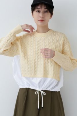 集英社HAPPY PLUS STOREhuman woman（ヒューマン　ウーマン）/◆布帛ドッキングケーブルニット