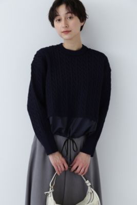 human woman(ヒューマン ウーマン)の◇布帛ドッキングケーブルニット
