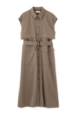 美品アドーア ドライツイルプリーツワンピースベージュサイズ38