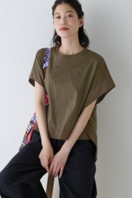 ◆新品未使用◆ HUMAN WOMAN 異素材コンビカットソー ネイビー human woman(ヒューマン ウーマン)の◇異素材コンビカットソー