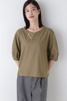 human woman / ヒューマンウーマン ◆フハクドッキングＶネックプルオーバー ◇フハクドッキングVネックプルオーバー（0774260701