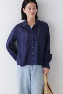 集英社HAPPY PLUS STOREhuman woman（ヒューマン　ウーマン）/◆コットンサテンインドスキッパーブラウス