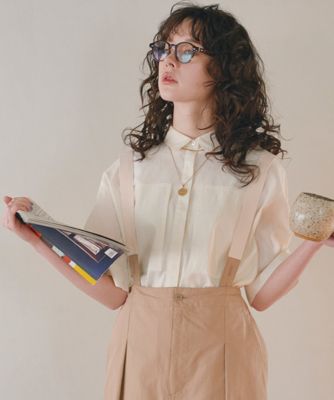 human woman / ヒューマンウーマン ◆コットンリネンシャンブレーハーフスリーブボックスシャツ human woman(ヒューマン ウーマン)の◇コットンリネン