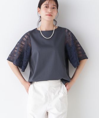 human woman / ヒューマンウーマン 【接触冷感】ラッセルレースドッキングカットソープルオーバー 接触冷感】ラッセルレースドッキングカットソープルオーバー