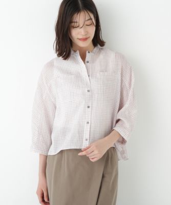 　◆ラミーバンドカラーチェックシャツブラウス
