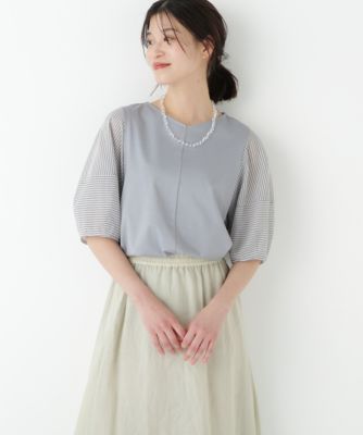 ブラミンクSPRING ストライプクルーネックロングスリーブブラウス ブラミンクSPRING ストライプクルーネックロングスリーブブラウス