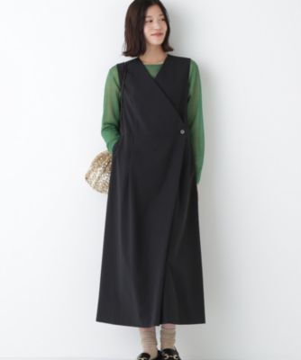 集英社HAPPY PLUS STOREhuman woman（ヒューマン　ウーマン）/◆Ｔ／ＴＡツイルラップ風ノースリーブワンピース