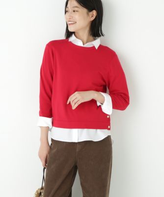 ヒューマンウーマン（human woman）/◆レーヨン混ハイゲージクルーネックプルオーバー human woman(ヒューマン ウーマン)の◇レーヨン混ハイゲージクルー