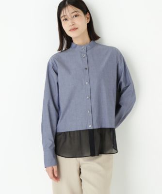 　◆シアーヘムドッキングハイネックブラウス