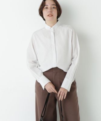 human woman(ヒューマン ウーマン)のストライプローンハイネックシャツ