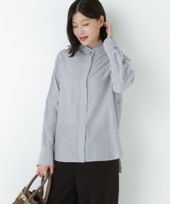 　ストライプローンハイネックシャツ