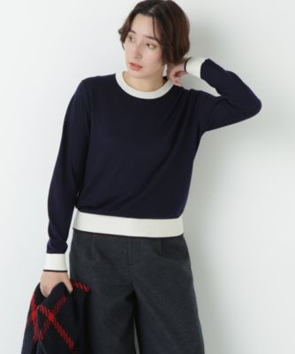 　梳毛ライン入りニットプルオーバー