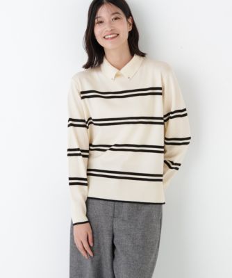 　◆ハイゲージプレーティング天竺衿付きニット