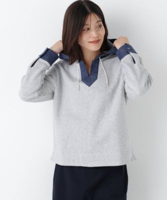 ヒューマンウーマン（human woman）/◆デニムドッキングフーディープルオーバー human woman(ヒューマン ウーマン)の◇デニムドッキングフーディープル