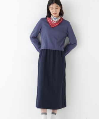 　◆ドッキングモックネックプルオーバーワンピース