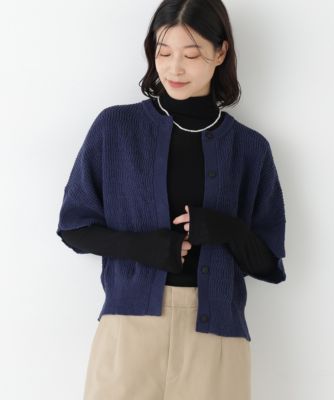 　◆綿ポリエステルヘリンボーン柄半袖はおり