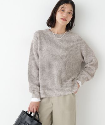 ◆ネップ入ペーパーヤーン片畦クルーネックプルオーバー