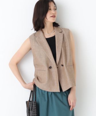 　◆《ウォッシャブル》ドライタッチリネン混ショートジレ