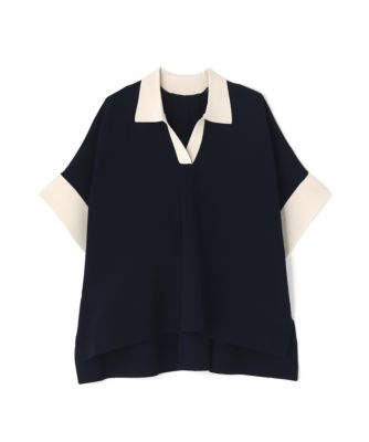 ◆バイカラーポロニット